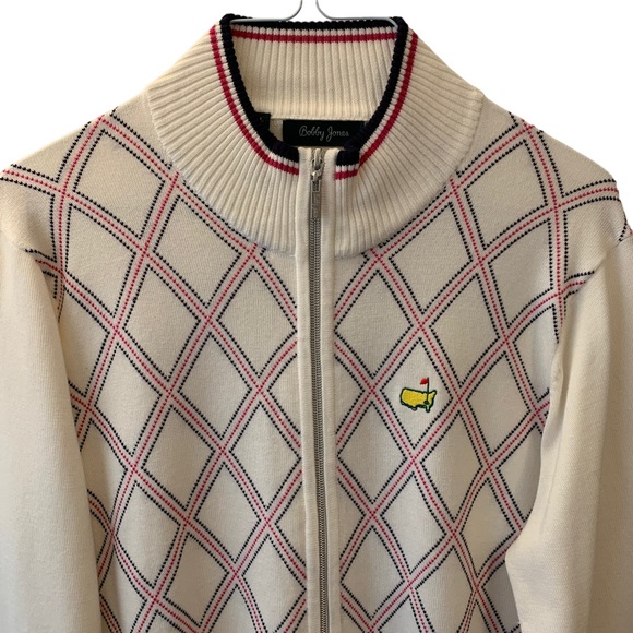 NWOT Bobby Jones Masters Golf Argyle Full Zip Sweater - Picture 2 of 7